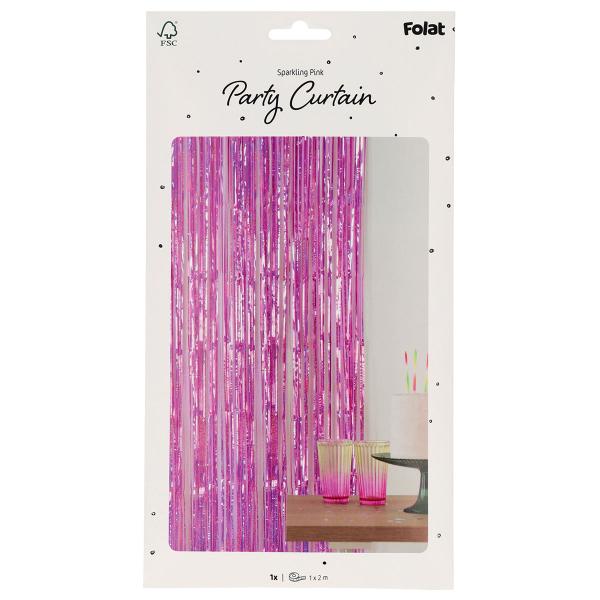 Party Forhæng Skimrende Lyserød 200x100 cm