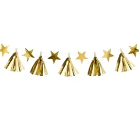 Guirlande Stjerner og Kvaster Guld