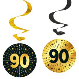 Hængende Swirls 90 år Guld/Sort 4-pak