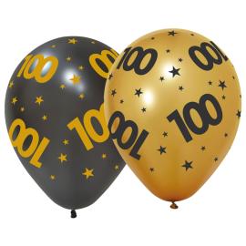 Latexballoner med Stjerner & Tallet 100 6-pak