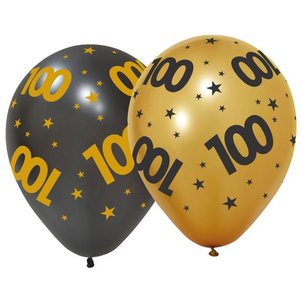 Latexballoner med Stjerner & Tallet 100 6-pak