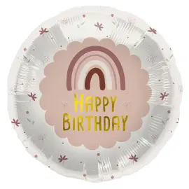 Folieballon Happy Birthday Regnbue Pink