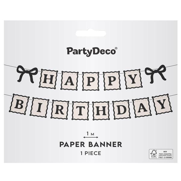 Happy Birthday Guirlande med Sløjfer 1 m