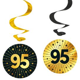 Hængende Swirls 95 år Guld/Sort 4-pak