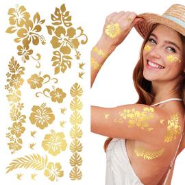 Semi-Permanent Tatoveringer Blomster Guld