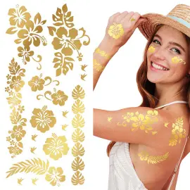 Semi-Permanent Tatoveringer Blomster Guld