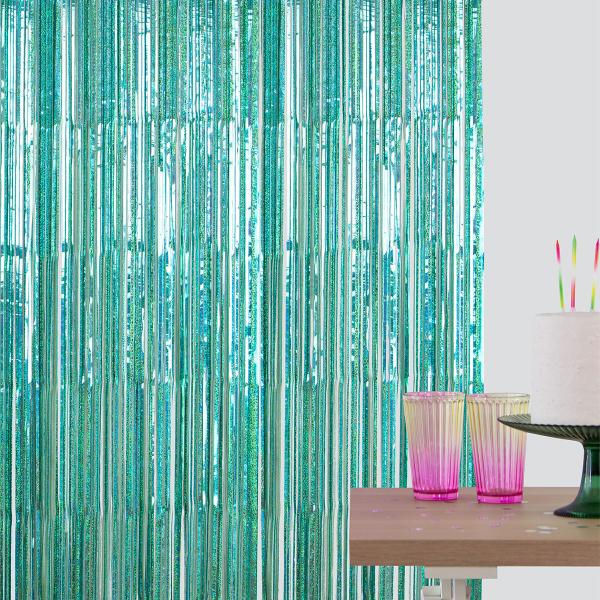 Party Forhæng Skimrende Turkis 200x100 cm