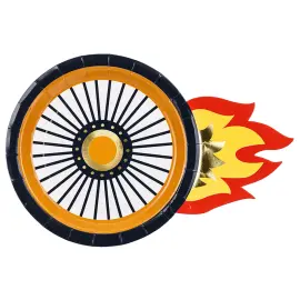 Paptallerkener Hjul med Flammer 6-pak