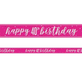 Happy 40th Birthday Guirlande Cerise 2,74 m