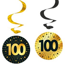 Hængende Swirls 100 år Guld/Sort 4-pak