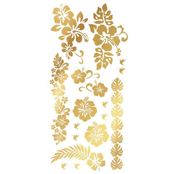 Semi-Permanent Tatoveringer Blomster Guld