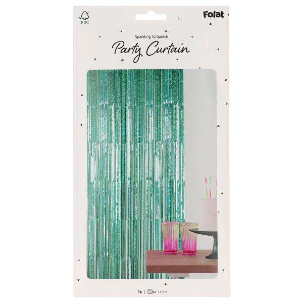 Party Forhæng Skimrende Turkis 200x100 cm