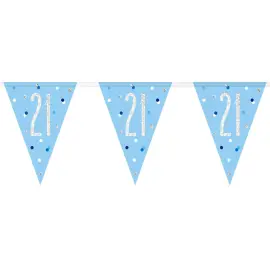 Flagguirlande 21 År Blå & Sølv