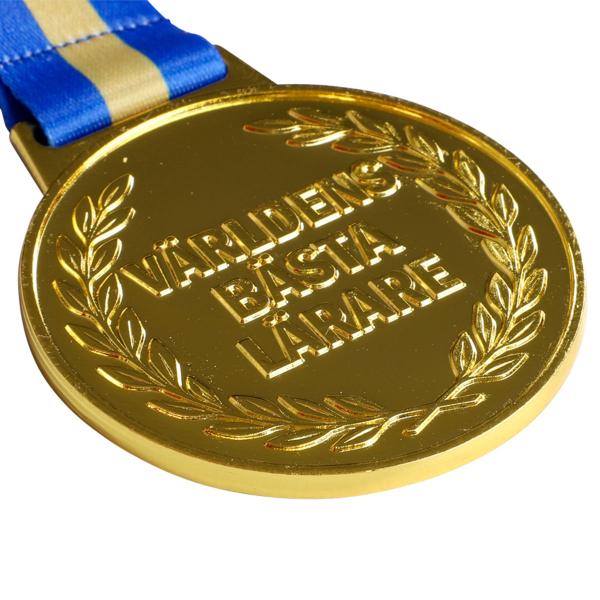 Guldmedalje med Bånd Världens Bästa Lärare 6,3 cm