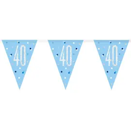 Flagguirlande 40 År Blå & Sølv