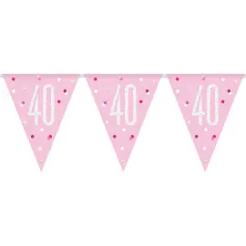 Flagguirlande 40 år Pink & Sølv