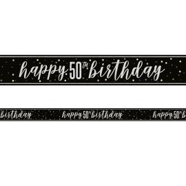 Happy 50th Birthday Guirlande Sort 2,74 m