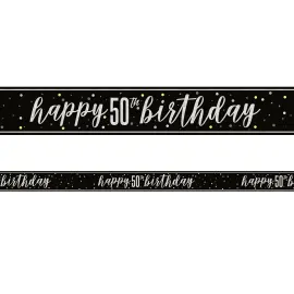 Happy 50th Birthday Guirlande Sort 2,74 m