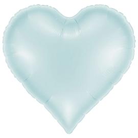 Folieballon Hjerte Satin Pastelbl&aring; 37 x 36 cm