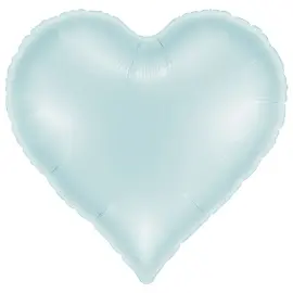 Folieballon Hjerte Satin Pastelbl&aring; 37 x 36 cm