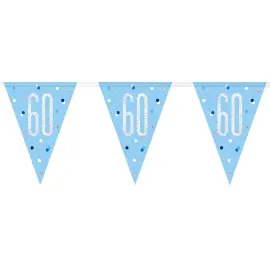 Flagguirlande 60 År Blå & Sølv
