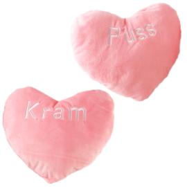 Lyser&oslash;d Hjertepude med Tekst 29 cm