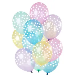 Prikkede Transparent Latexballoner Mix