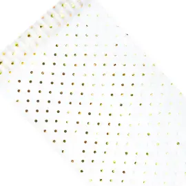 Prikket Organza Stof Hvid og Guld