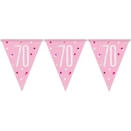 Flagguirlande 70 &aring;r Pink & S&oslash;lv