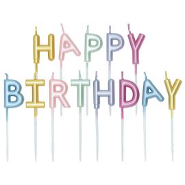 Bogstav Lys Happy Birthday Perlemor 2,7 cm