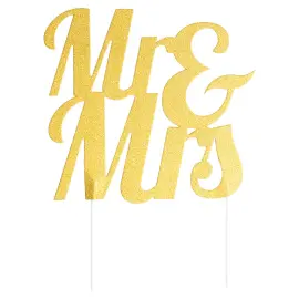 Glitrende Mr & Mrs Kagepynt Guld