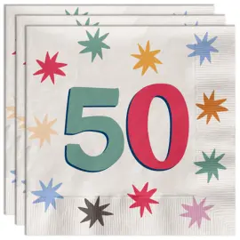 Servietter med Stjerner 50 &aring;r 20-pak