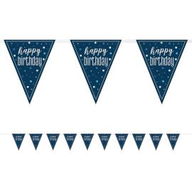 Happy Birthday Vimpelguirlande M&oslash;rkebl&aring; 2,74 m