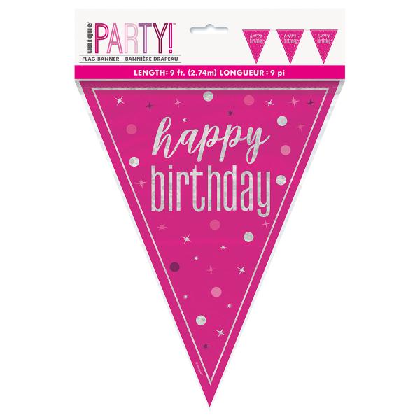 Happy Birthday Vimpelguirlande Cerise 2,74 m