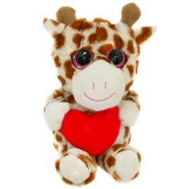 T&oslash;jdyr Giraf med R&oslash;dt Hjerte 15 cm
