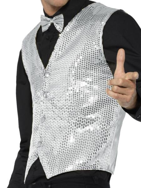 Glitrende Pailletvest Sølv
