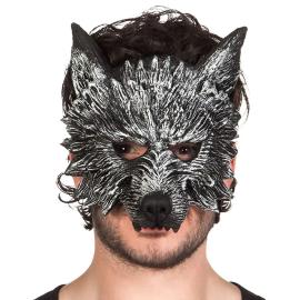 Halvmaske Ulv S&oslash;lv/Sort