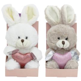 T&oslash;jdyr Kanin med Skimrende Hjerte 16 cm