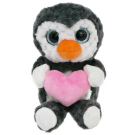 T&oslash;jdyr Pingvin med Lyser&oslash;d Hjerte 15 cm