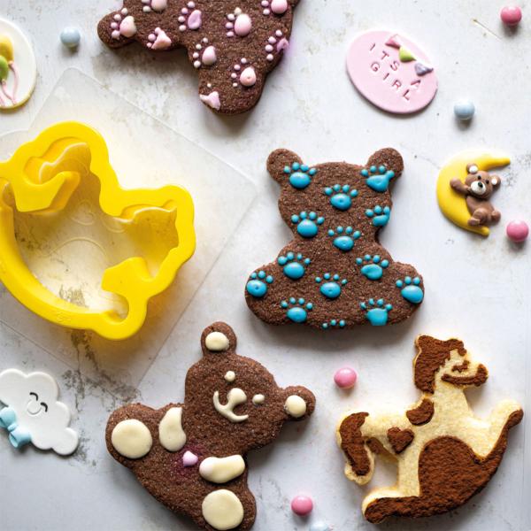 Bjørn/Gyngehest Småkageudstikkere/Bageskabeloner 6-pak