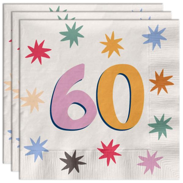 Servietter med Stjerner 60 år 20-pak