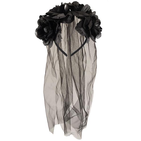 Hårbøjle Sort Brudeslør & Roser