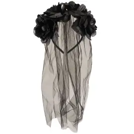 Hårbøjle Sort Brudeslør & Roser