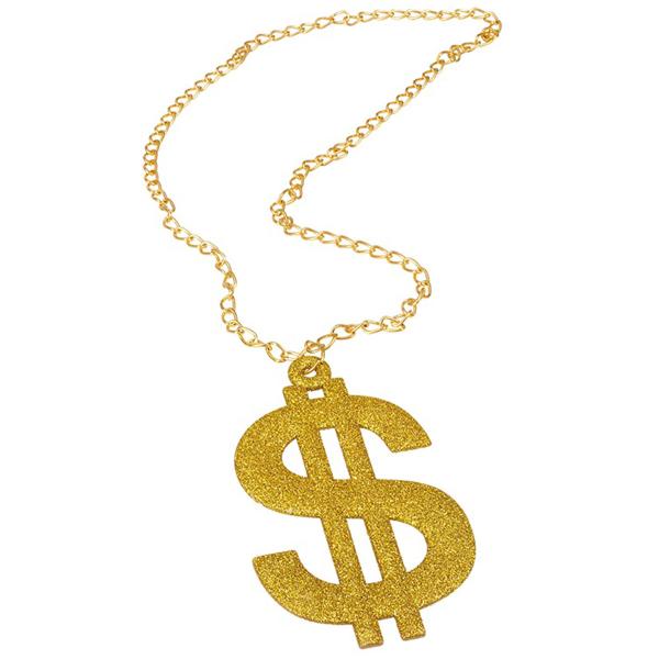 Halskæde med Glitrende Dollartegn Guld