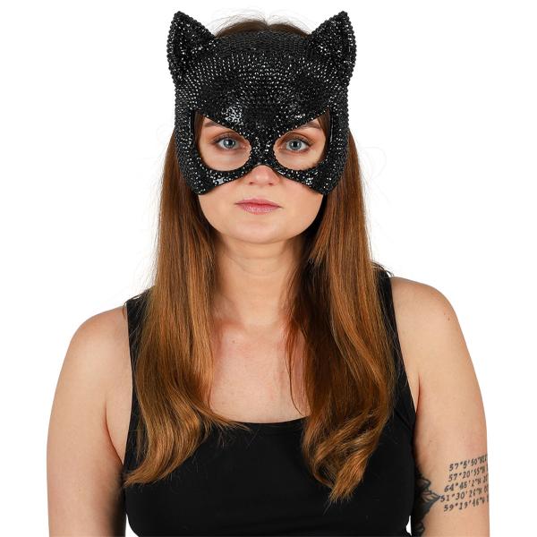 Halvmaske Kat med Rhinsten