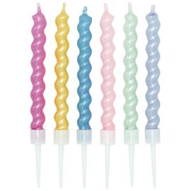 Kagelys Spiral Perlemor Farvemix 8 cm 6-pak