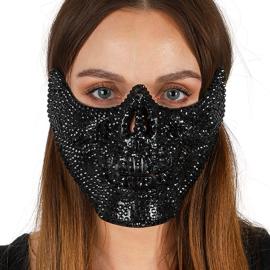 Halvmaske Skelet med Rhinsten