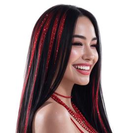 H&aring;rstriber Glitter R&oslash;d