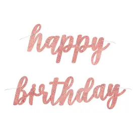 Happy Birthday Guirlande Holografisk Ros&eacute;guld
