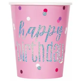 Happy Birthday Krus Pink & Sølv